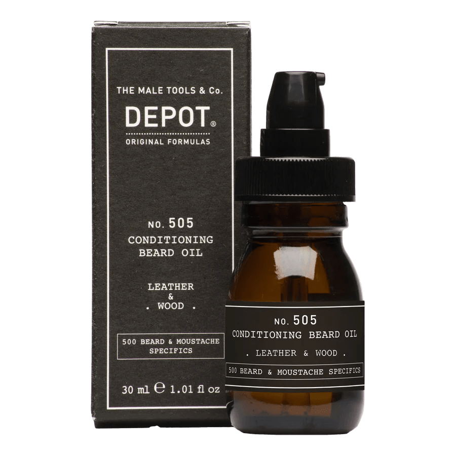 Depot No. 505 Conditioning Beard Oil Leather & Wood 30 ml - Skjeggolje - Pure·Men